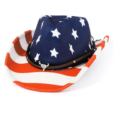 WoWstyle American Flag Cowboy Hat Faux Fur Felt Cowgirl Hats American ...