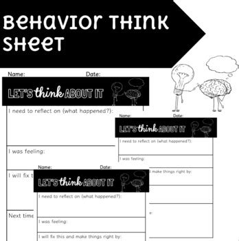 Image result for Behavior Think Sheet