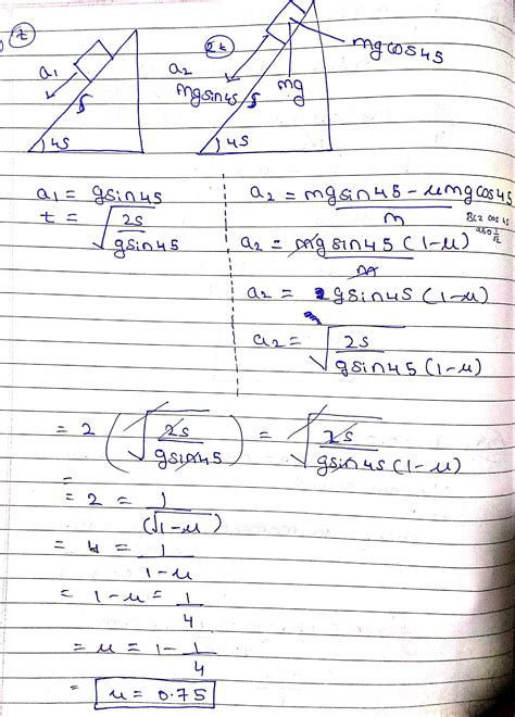 A block released from rest from the top of a smooth inclined plane of ...