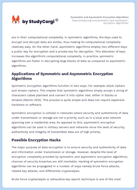 Symmetric and Asymmetric Encryption Algorithms | Free Essay Example