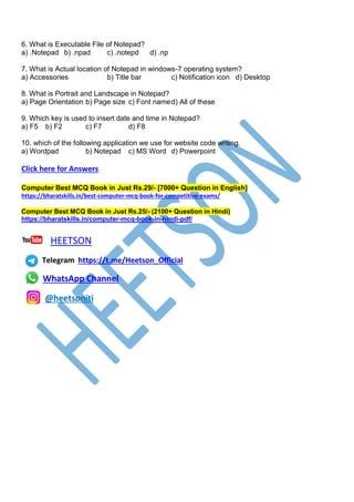 Image result for Computer Notepad MCQ Questions