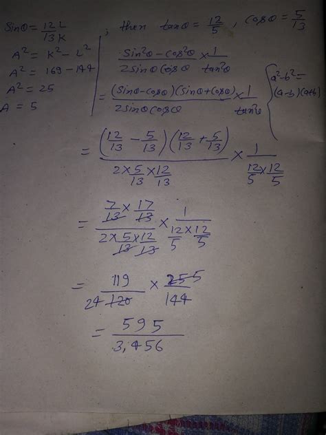 if sin theta equals to 12/13 then find the value of sin squared theta ...
