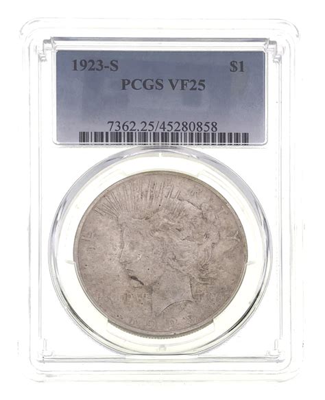 Lot - 1923-S SILVER PEACE DOLLAR PCGS VF25
