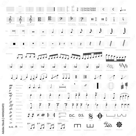 Collection of musical symbols and notes. Musical notation. Stock Vector ...