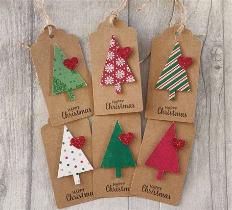 10 Handmade Merry Christmas Tree Love Heart Festive Gift Tags for ...