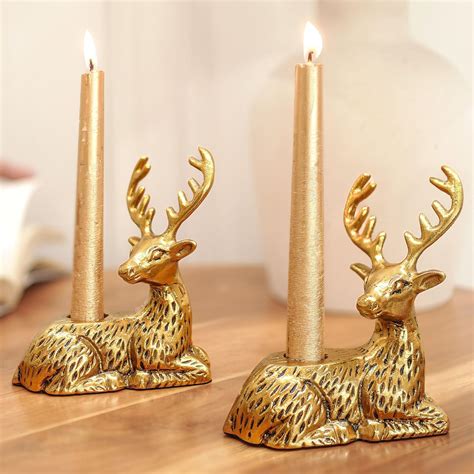 Buy BEHOMA Reindeer Figurine Candles Holder for Decoration | Antique ...