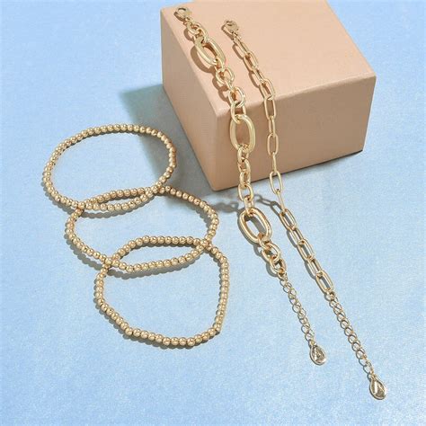 Accessorize London Women's Gold Reconnected St of 5 Chains Stretch Bra ...