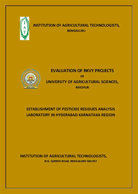 Pesticide Residue LAB PDF Final 301220 - INSTITUTION OF AGRICULTURAL ...