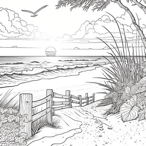 Realistic Beach Coloring Pages
