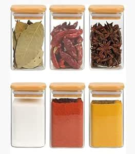 Buy Riziya Brother Airtight Glass Storage Canister With Wooden Lid ...