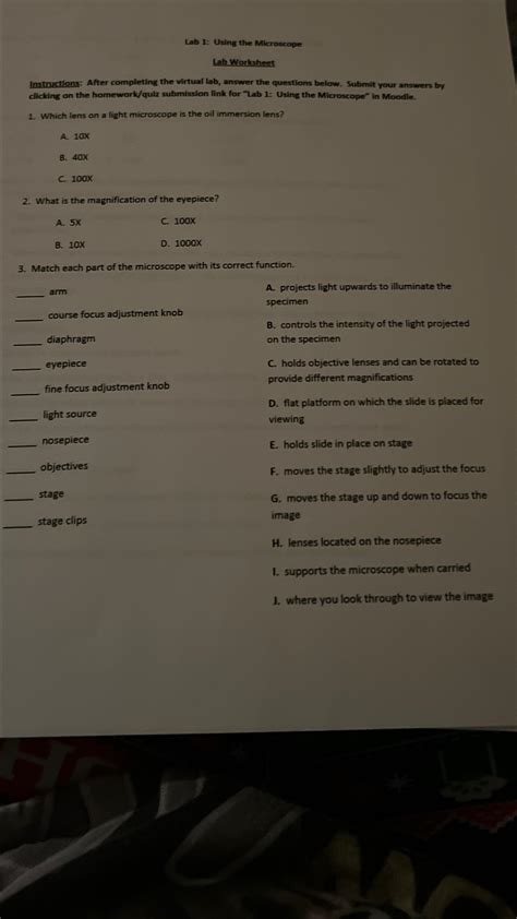 Image result for Introduction to Microscope Lab Answer Key