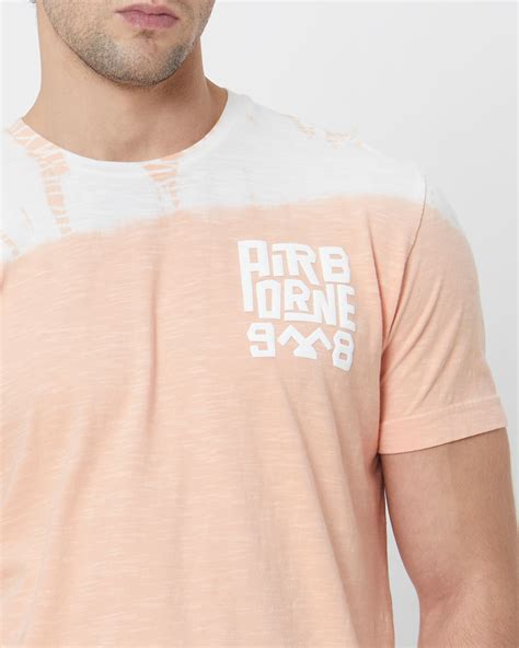 Buy Peach Graphic Print Slim Fit T-shirt Online at Muftijeans
