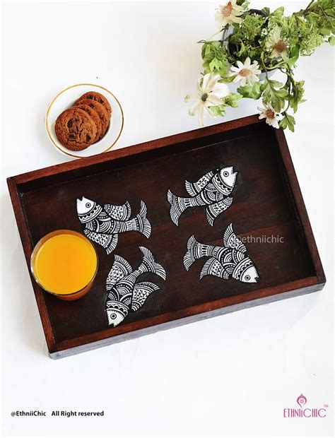 Madhubani Fish Serving Tray – Hand-Painted | EthniiChic