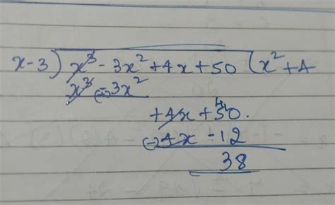 By remainder theorem find the remainder when x³-3x²+4x+50 is divided by ...