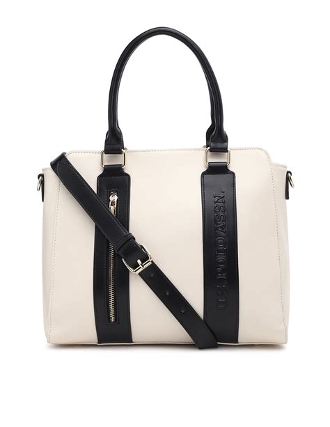 Buy Women Women April Colour Blocked Satchel Bag Beige|U.S. Polo Assn ...