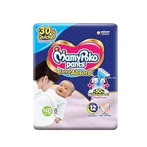 Buy MamyPoko Pants Extra Absorb Baby Diapers, New Born/X-Small (NB/XS ...