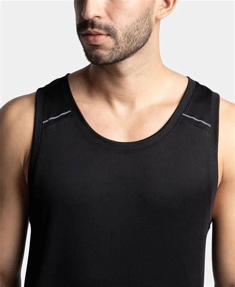 Buy Lightweight Microfiber Solid Tank Top with Breathable Mesh - Black ...