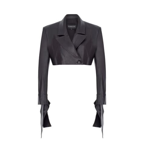 Black Tie-Detailed Vegan-Leather Jacket