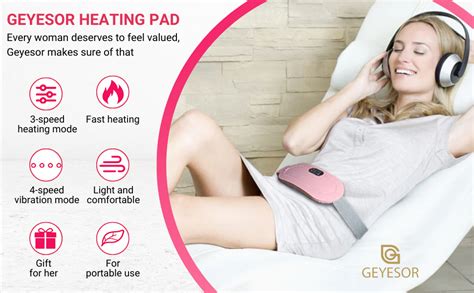 GEYESOR Cordless Heating Pad for Period Pain Relief | Portable Cramp ...