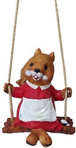 Wonderland Outdoor Garden Swinging Girl Squirrel Statue (to Hang in ...