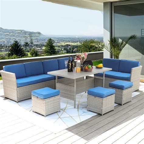 Buy Patio Outdoor Furniture Sets Conversation Sectional Sofa Chair ...