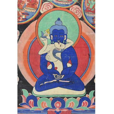 Hand Made Multicolored Primordial Buddha Kuntuzangpo Tibetan Thangka ...