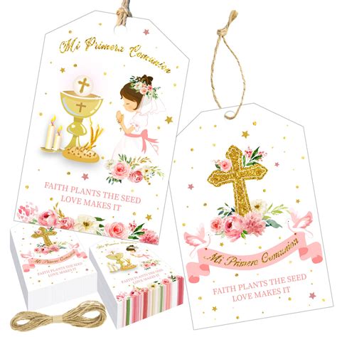 Buy First Communion Decorations-Mi Primera Comunion Gift Tags,Holy ...