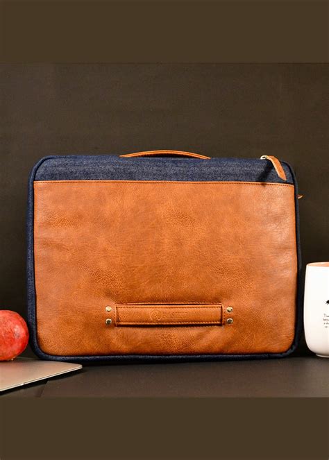 Get Brown Patch Front Detail Denim Laptop Sleeve at ₹ 1990 | LBB Shop