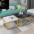 RIZIK STORE™ Iron Base Handmade Square 20"x20" & 18" x 18" Coffee Table ...
