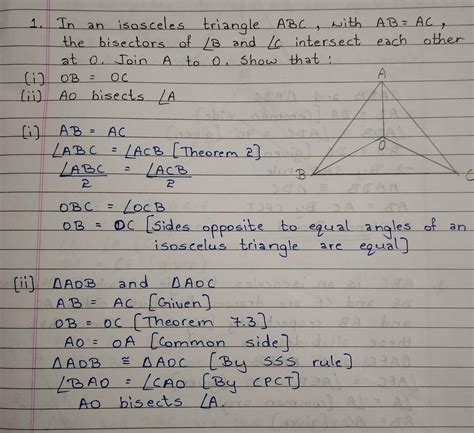 1. In an isosceles triangle ABC, with AB= AC,the bisectors of angleB ...