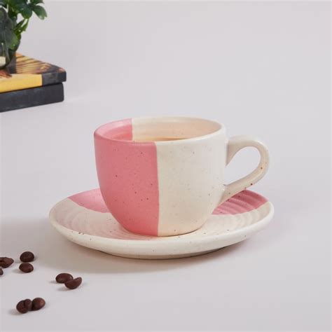 Buy Fiesta Peach Stoneware Cup And Saucer - 180ml from Home Centre at ...