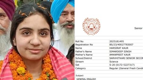 Punjab Board 12th Topper Marksheet: बरनाला की हरसीरत कौर ने पंजाब बोर्ड ...
