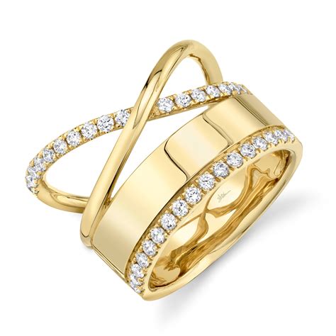 14K Yellow Gold Diamond Polished Crossover Ring – Maurice's Jewelers