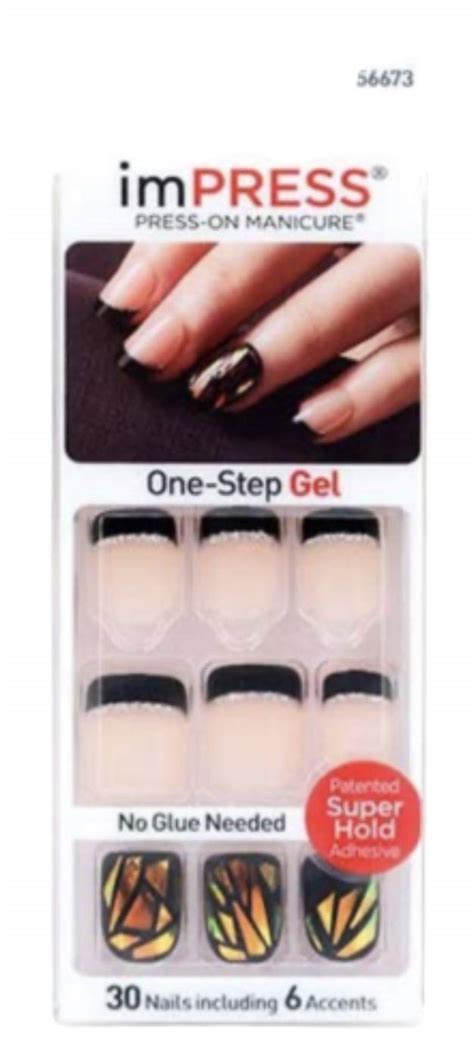 Buy Kiss imPress Press-On Black French Manicure Nails 56673 Text Appeal ...