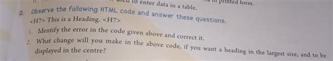 observe the following html code and answer the questions - Brainly.in