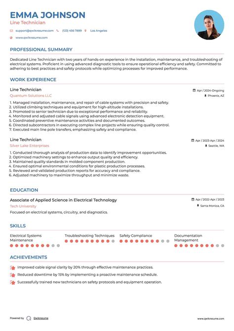 10+ Line Technician Resume Samples & Templates for 2025