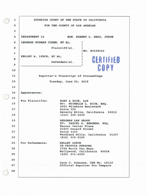 Image result for Court Hearing Transcript Sample