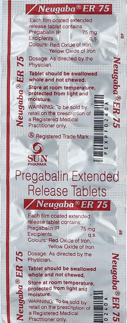 Neugaba Er 75 MG Tablet (10): Uses, Side Effects, Price & Dosage ...