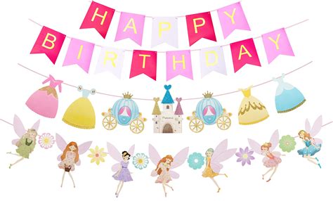 Buy Fairy Birthday Decoration, Flower Fairies Girls Birthday Banner ...