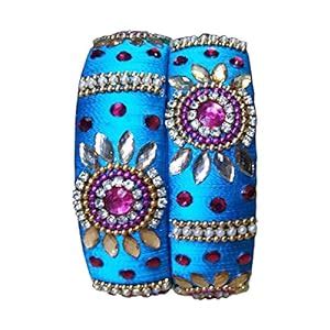 Buy Shanti Creations Traditional Blue Color Silk Thread Bangles For ...