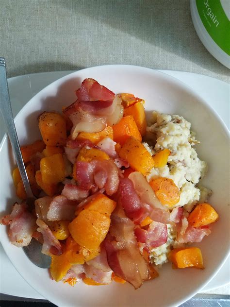 340 cal - Roasted butternut squash & bacon w/ mashed potatoes : r ...