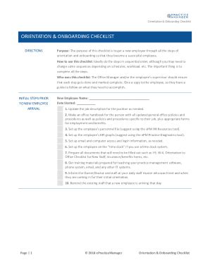 Fillable Online 50+ SAMPLE Orientation Checklist Templates in PDFMS ...