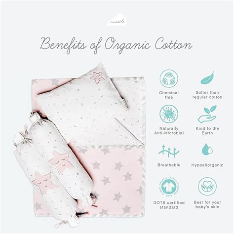 Masilo Sleepy Star Pink Baby Bedding Set-GOTS Certified Organic Cotton ...
