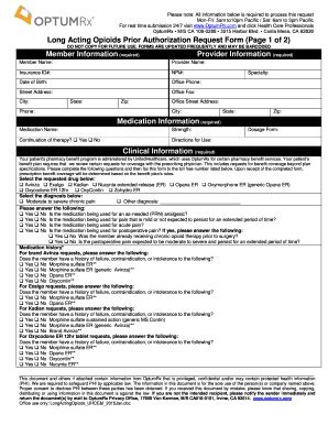 Long Acting Opioids Prior Authorization Request Form - Blank Fillable ...