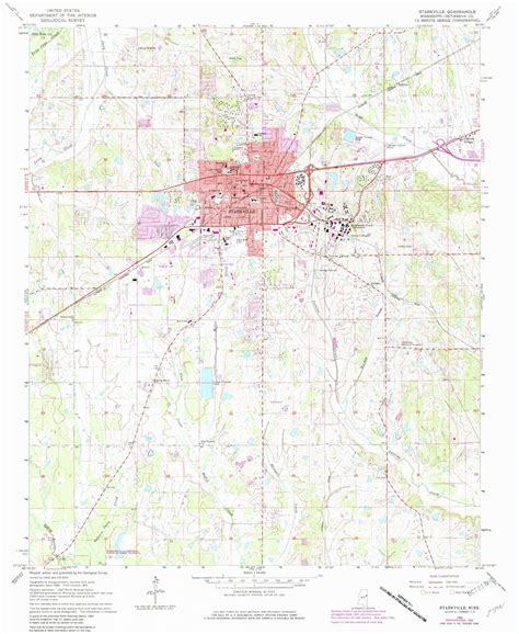 Classic USGS Starkville Mississippi 7.5'x7.5' Topo Map – MyTopo Map Store