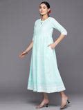 Buy Blue Embroidered Cotton Fit and Flare Dress Online at Rs.1169 | Libas
