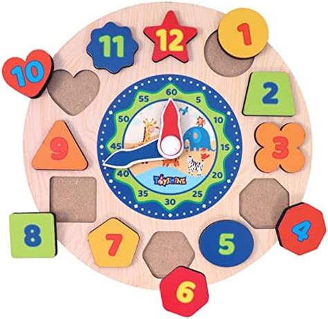 Buy Toyshine Wooden Learning Clock, Educational Digital Analog Numbers ...