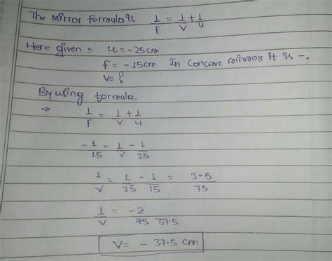 state the mirror formula for determining the focal length of spherical ...