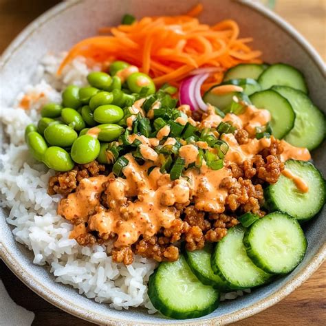 Ground Turkey Rice Bowls with Bang Bang Sauce