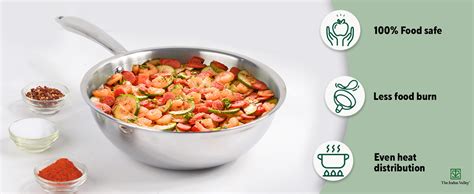 The Indus Valley Triply Stainless Steel Wok with Steel Lid | Medium ...